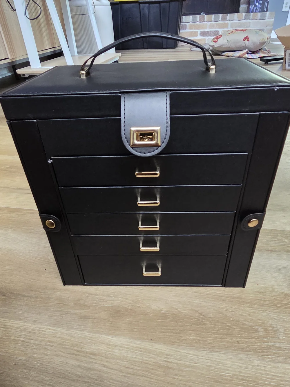 🌟 NEW HARWOO 6-Layer Jewelry Box Organizer w/ Mirror & 5 Drawers - Black 🌟